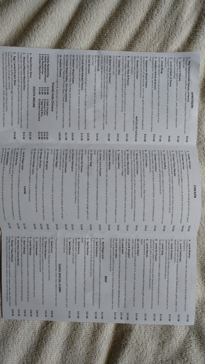 Menu Friends Cuisine Of India-2