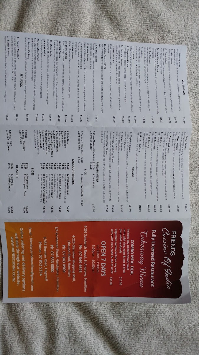 Menu Friends Cuisine Of India-9